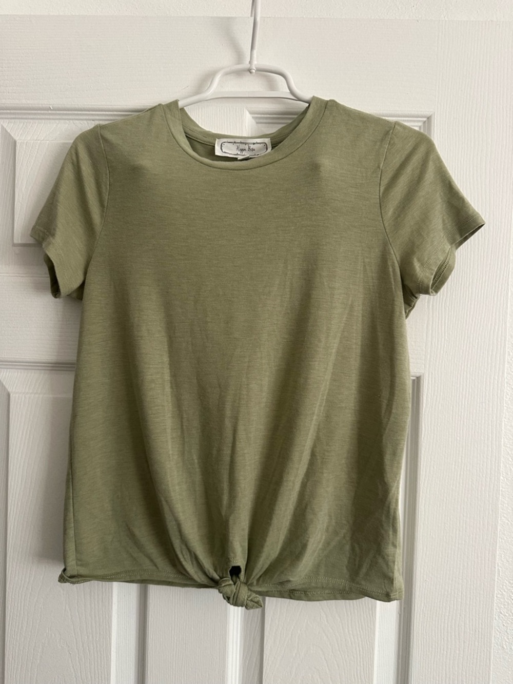 Hippie Rose Olive Tie-Front Short Sleeve Tee
